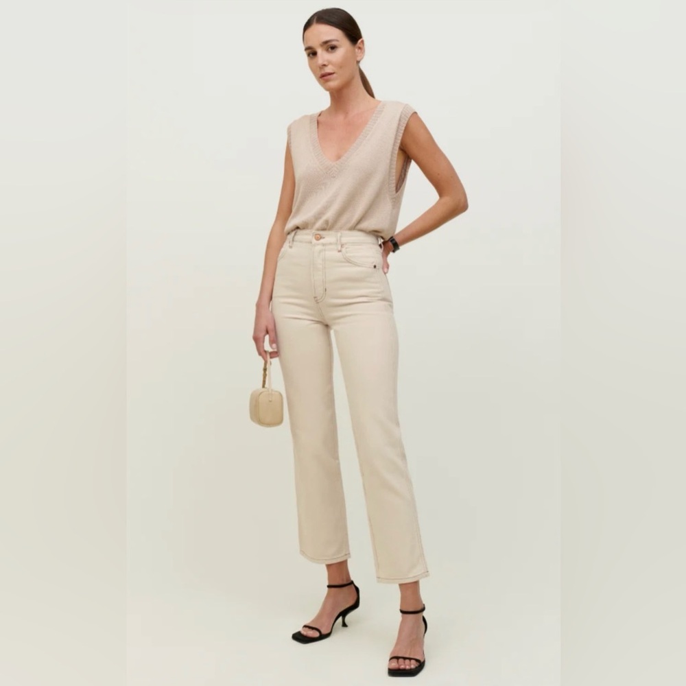 Reformation Cream Cowboy High Rise Straight Jeans
